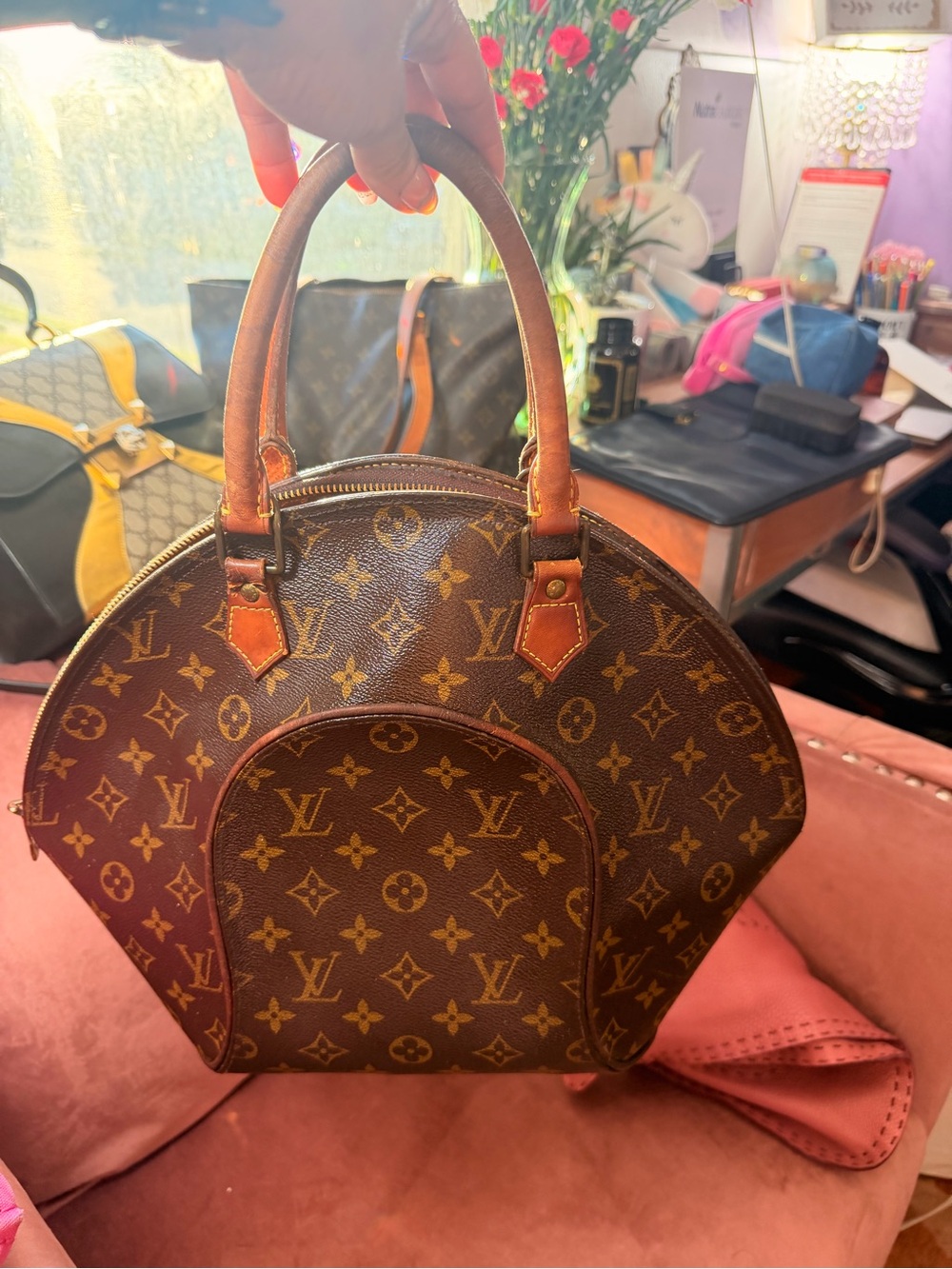 Louis Vuitton Monogram Ellipse Handbag in Brown and Tan
